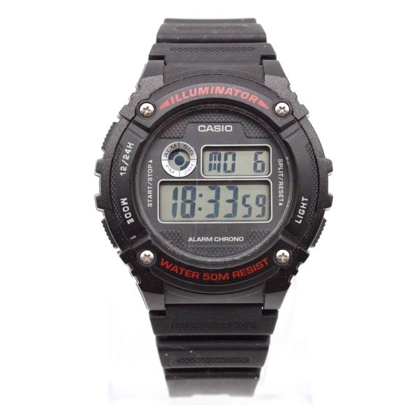 Casio Digital Watch Mens Black Tone Stainless Steel  W216H Illuminator Alarm - Picture 1 of 8